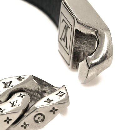 Louis Vuitton Monogram Cuban Link Bracelet M Silver Black 4 of 6
