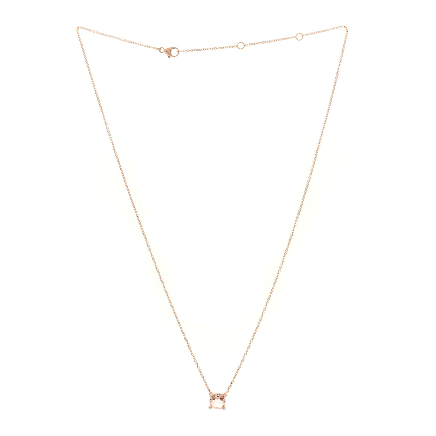 18K Yellow Gold Diamond Morganite 7mm Petite Chatelaine Pendant Necklace