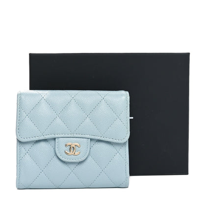 Chanel Caviar Quilted Compact Flap Wallet Light Blue 9 of 9