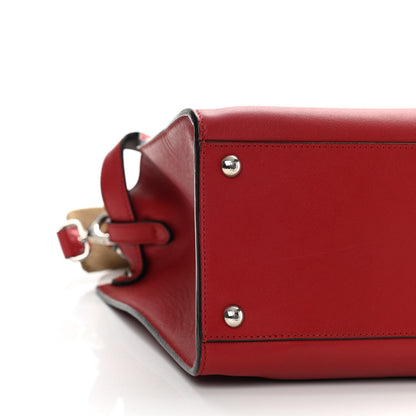 Fendi Vitello Seta Glazed Fabric FF 1974 Medium Peekaboo X-Lite Fragola Mogano Panna 10 of 11