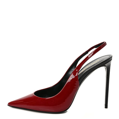 Saint Laurent Patent Calfskin Zoe 105 Slingback Pump 39 Red 1 of 10