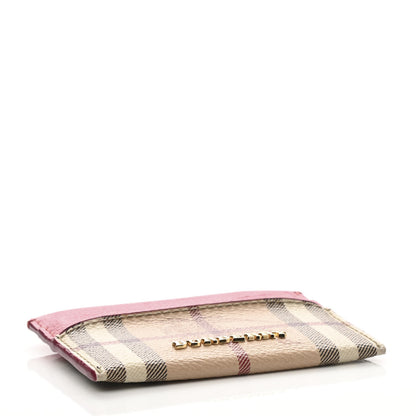 Burberry Soft Grain Calfskin Haymarket Check Izzy Card Case Pink 4 of 9