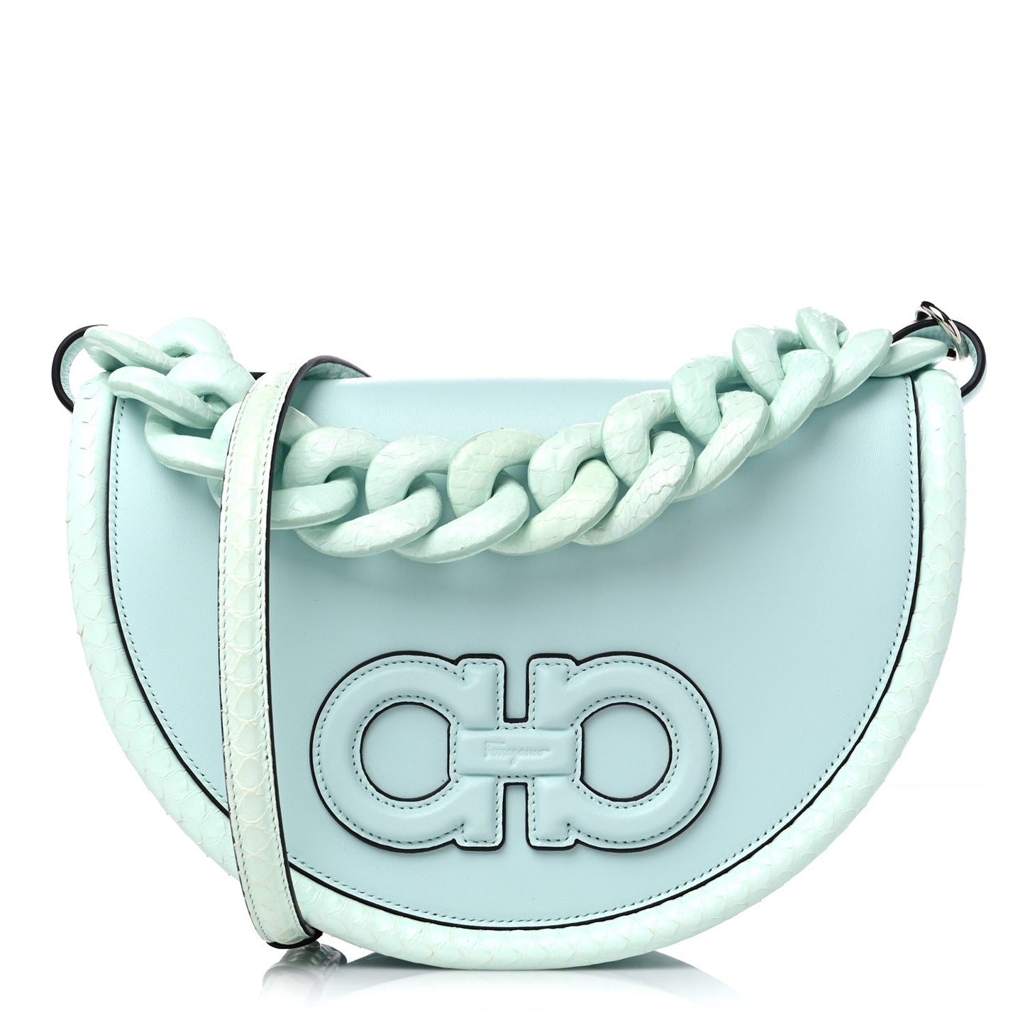 Calfskin Snakeskin Aura Shoulder Bag