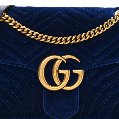 Gucci Velvet Matelasse Medium GG Marmont Shoulder Bag Cobalt Blue 10 of 14