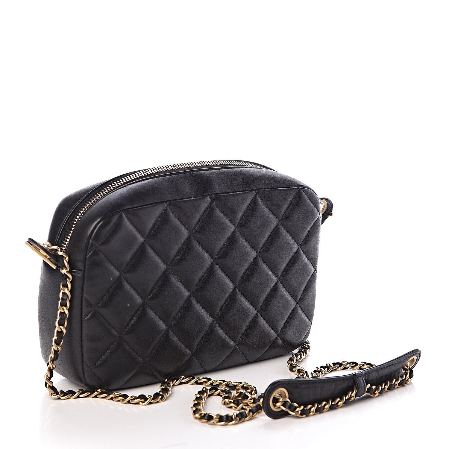 Chanel Lambskin Quilted Small Diamond CC Camera Case Black 3 of 11