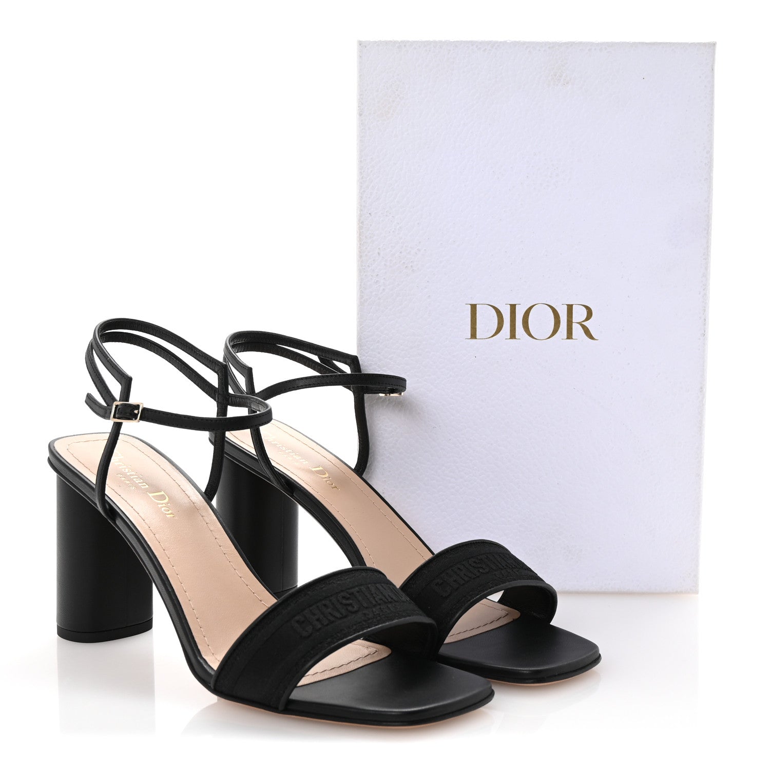 Christian Dior Canvas Embroidered Dway 80mm Sandals 41 Black 10 of 10