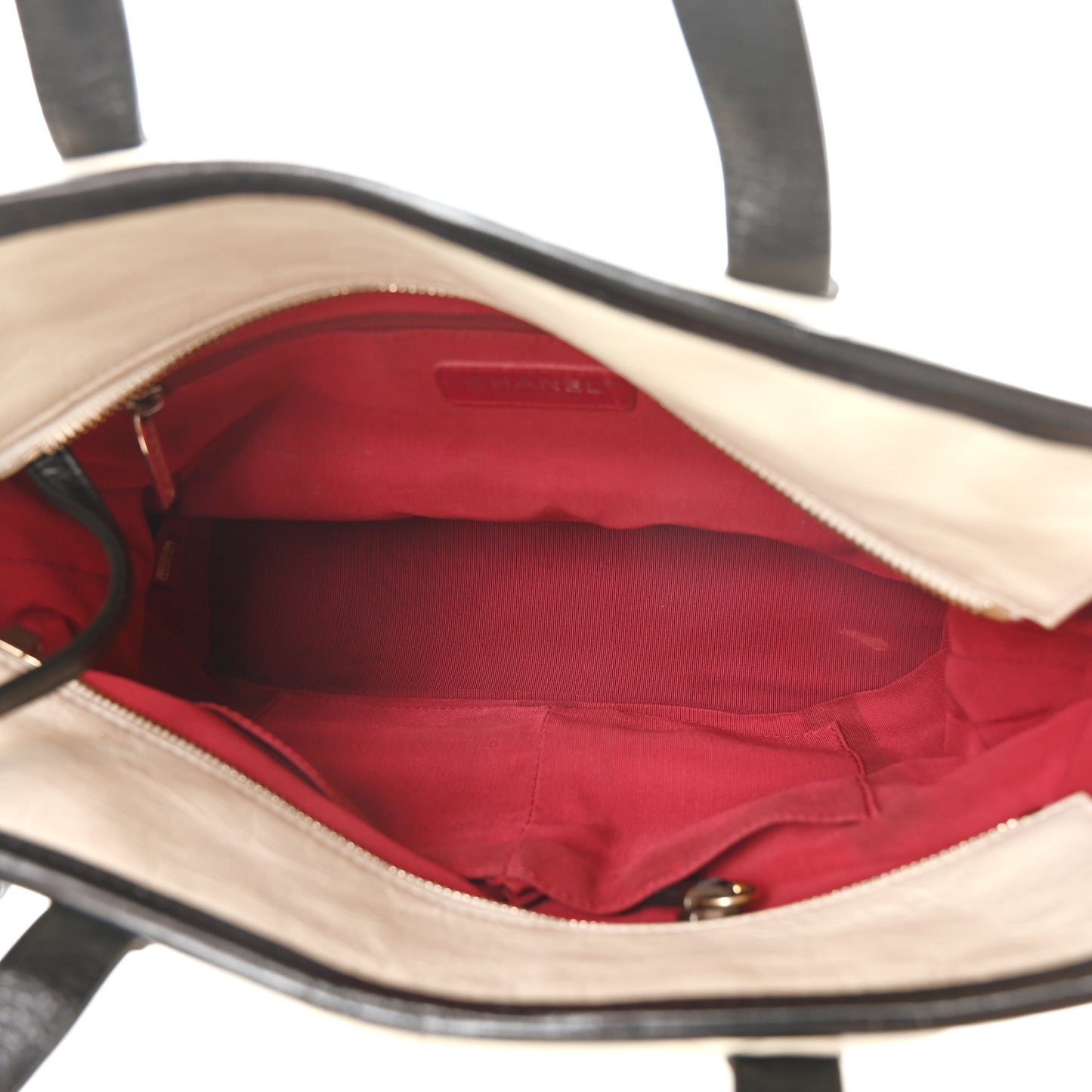 Aged Calfskin Quilted Medium Gabrielle Shopping Tote White Black