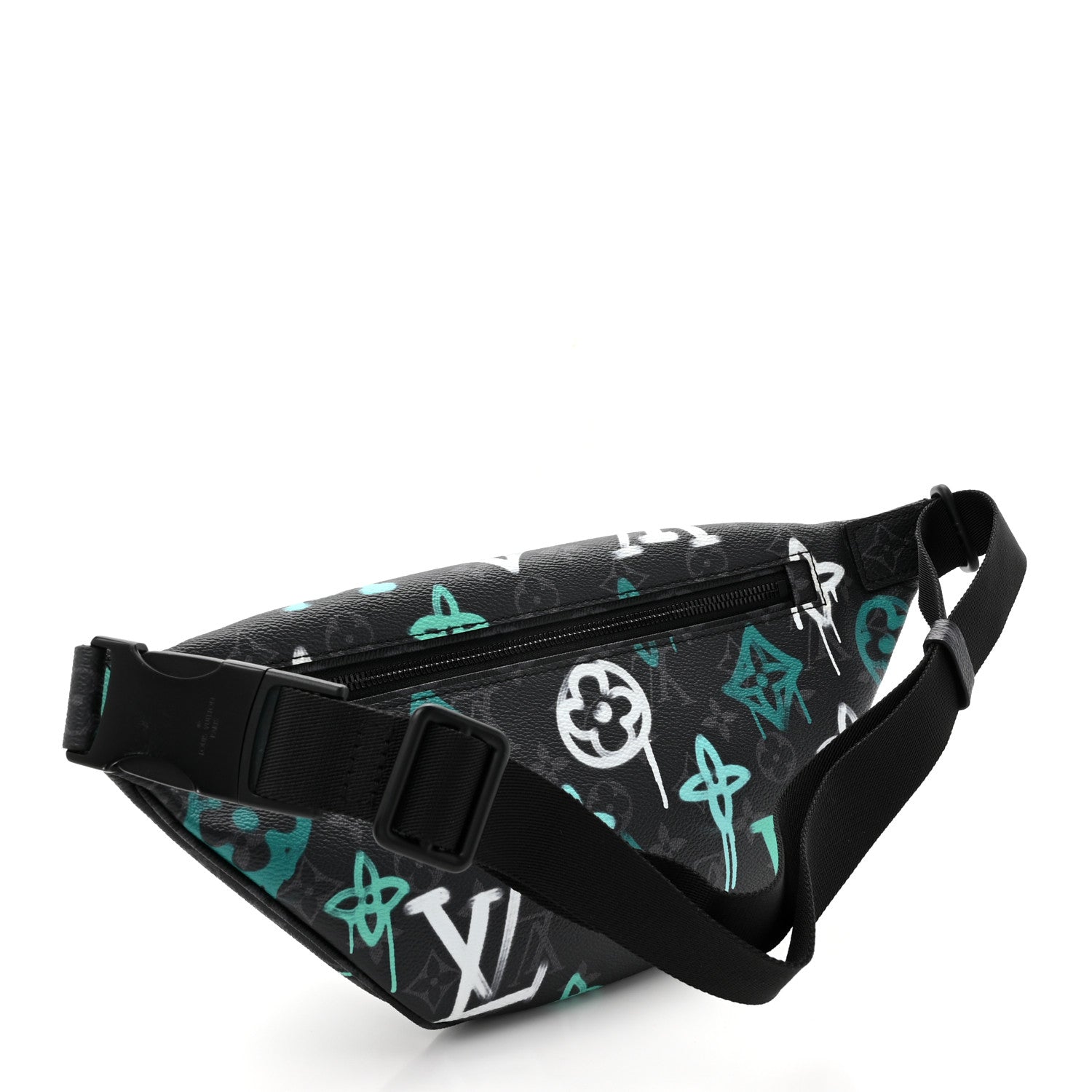 Louis Vuitton Monogram Eclipse LV Graffiti Discovery Bumbag Green Lights 3 of 9