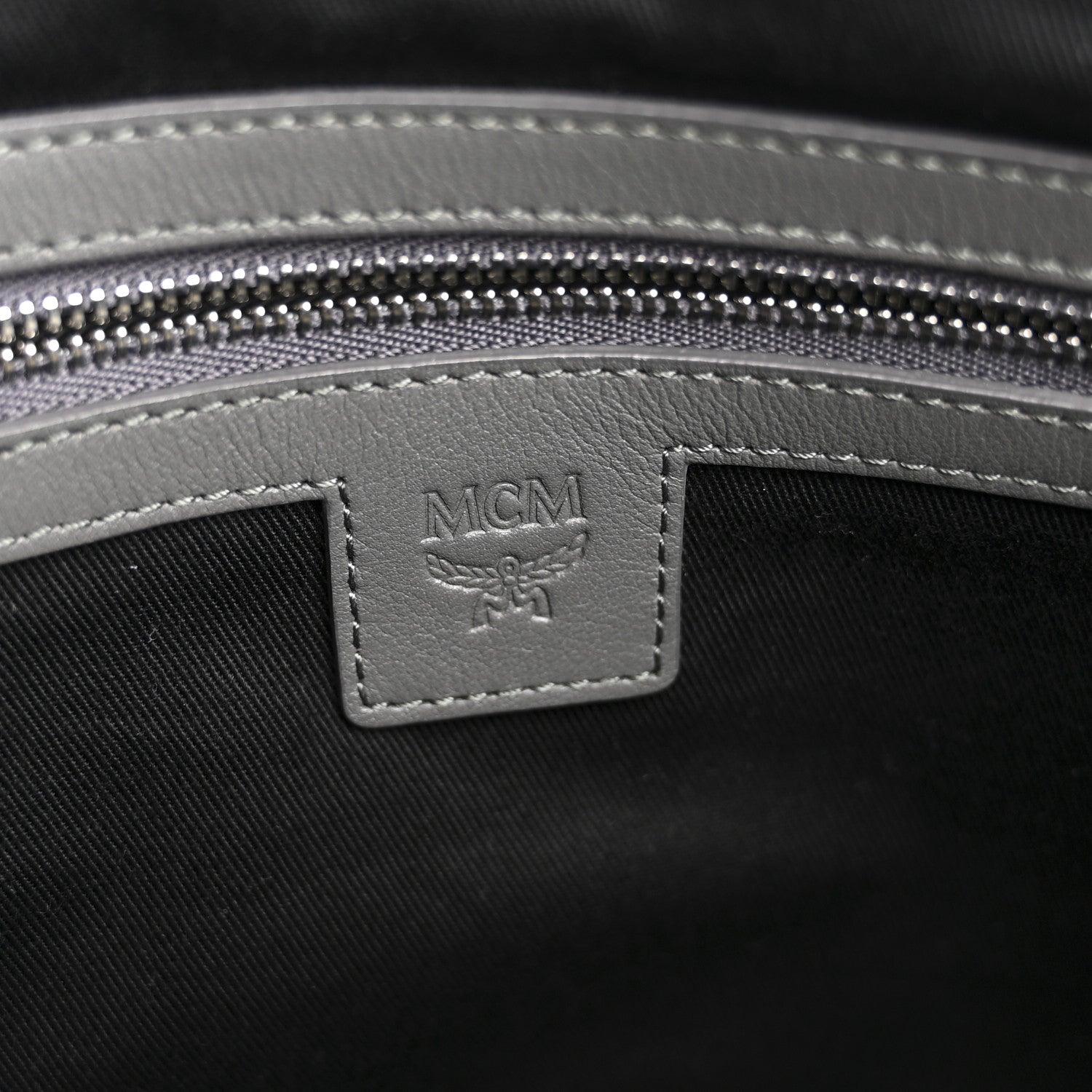 MCM Visetos Studded Zip Pouch Phantom Grey 6 of 9