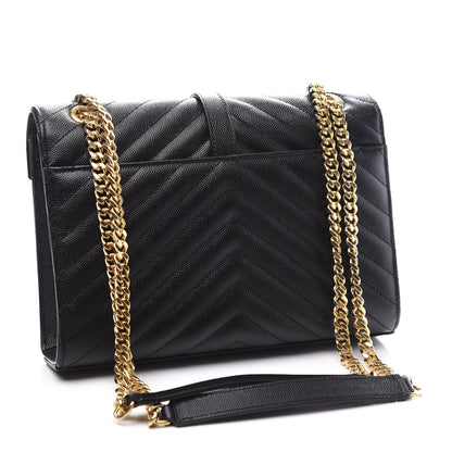 Saint Laurent Grain De Poudre Matelasse Chevron Medium Monogram Satchel Black 2 of 9