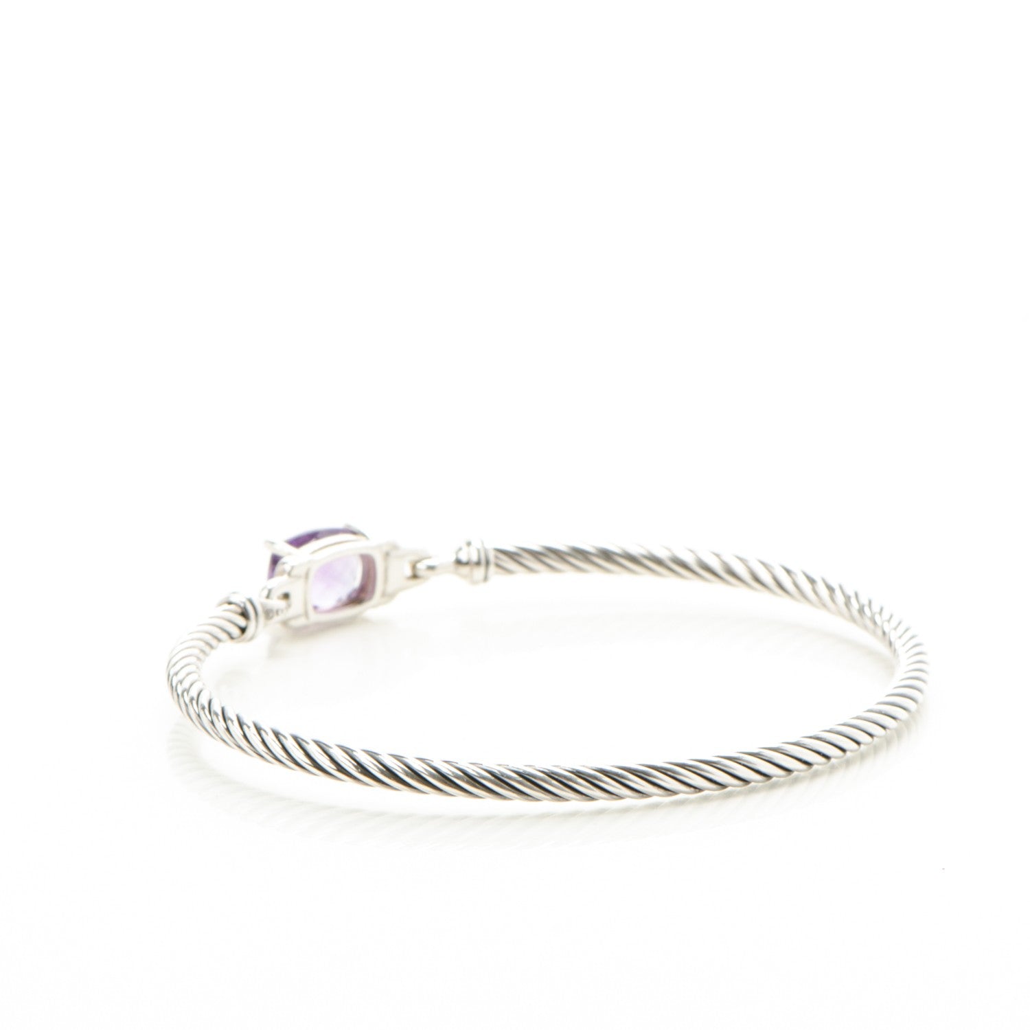 David Yurman Sterling Silver Diamond Amethyst 3mm Petite Wheaton Bracelet 3 of 5