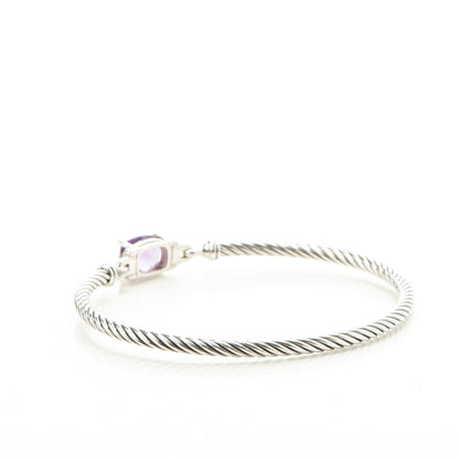 David Yurman Sterling Silver Diamond Amethyst 3mm Petite Wheaton Bracelet 3 of 5