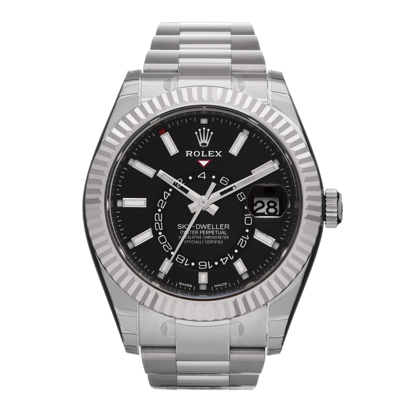 Stainless Steel 18K White Gold 42mm Oyster Perpetual Sky-Dweller Watch Bright Black 326934