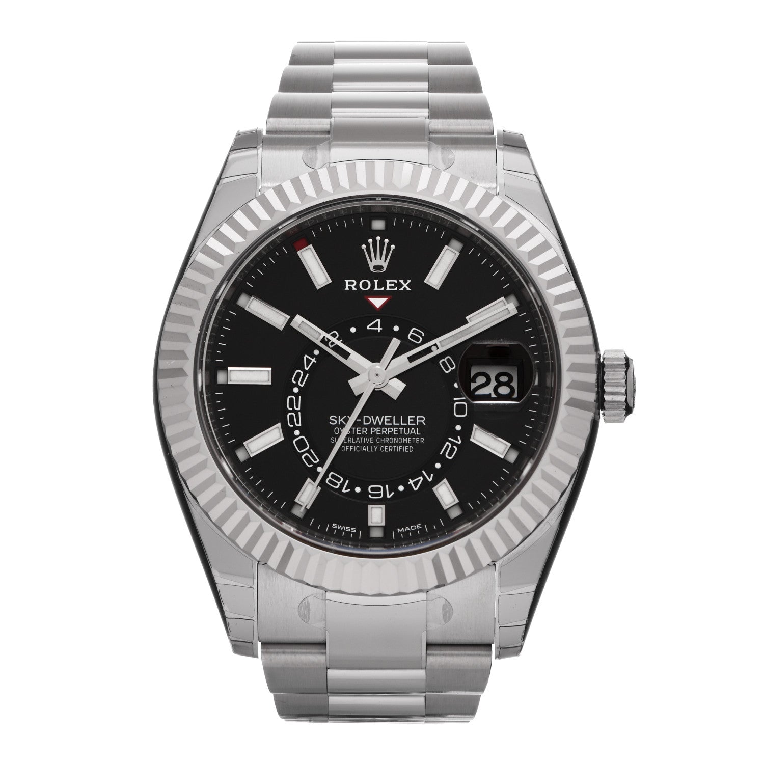Rolex Stainless Steel 18K White Gold 42mm Oyster Perpetual Sky-Dweller Watch Bright Black 326934 1 of 5
