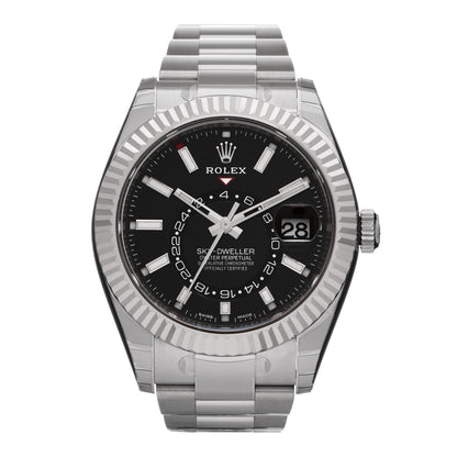 Rolex Stainless Steel 18K White Gold 42mm Oyster Perpetual Sky-Dweller Watch Bright Black 326934 1 of 5