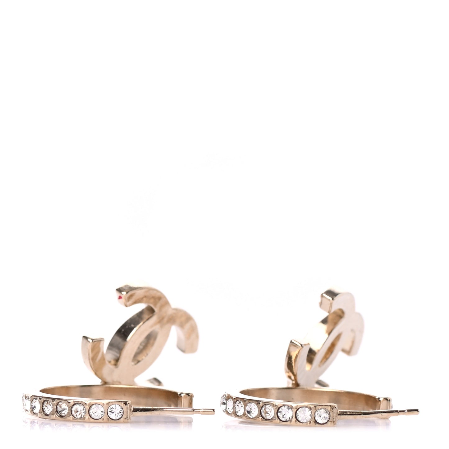 Crystal Lock Symbols CC Hoop Drop Earrings Gold