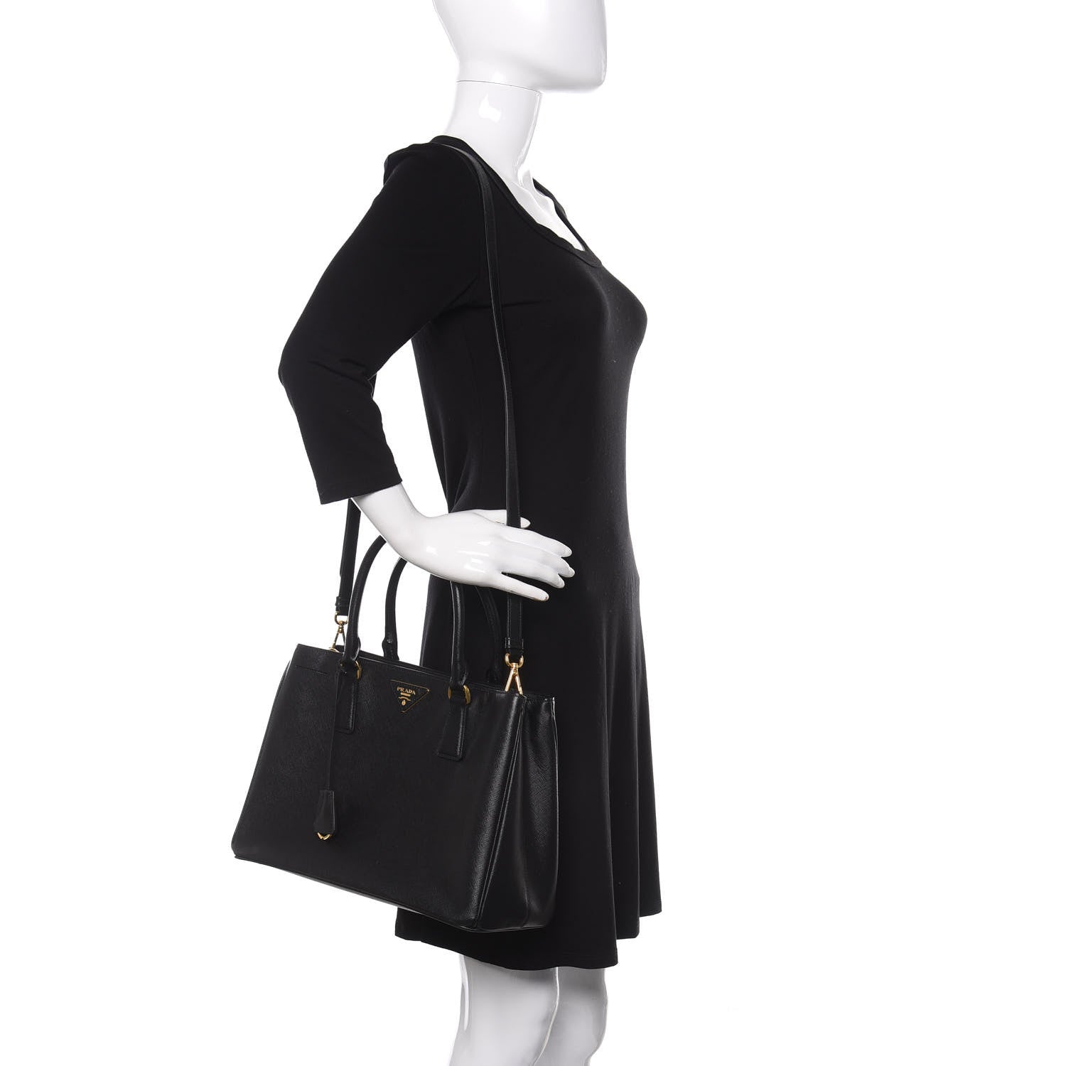 Prada Saffiano Lux Medium Tote Black 2 of 10