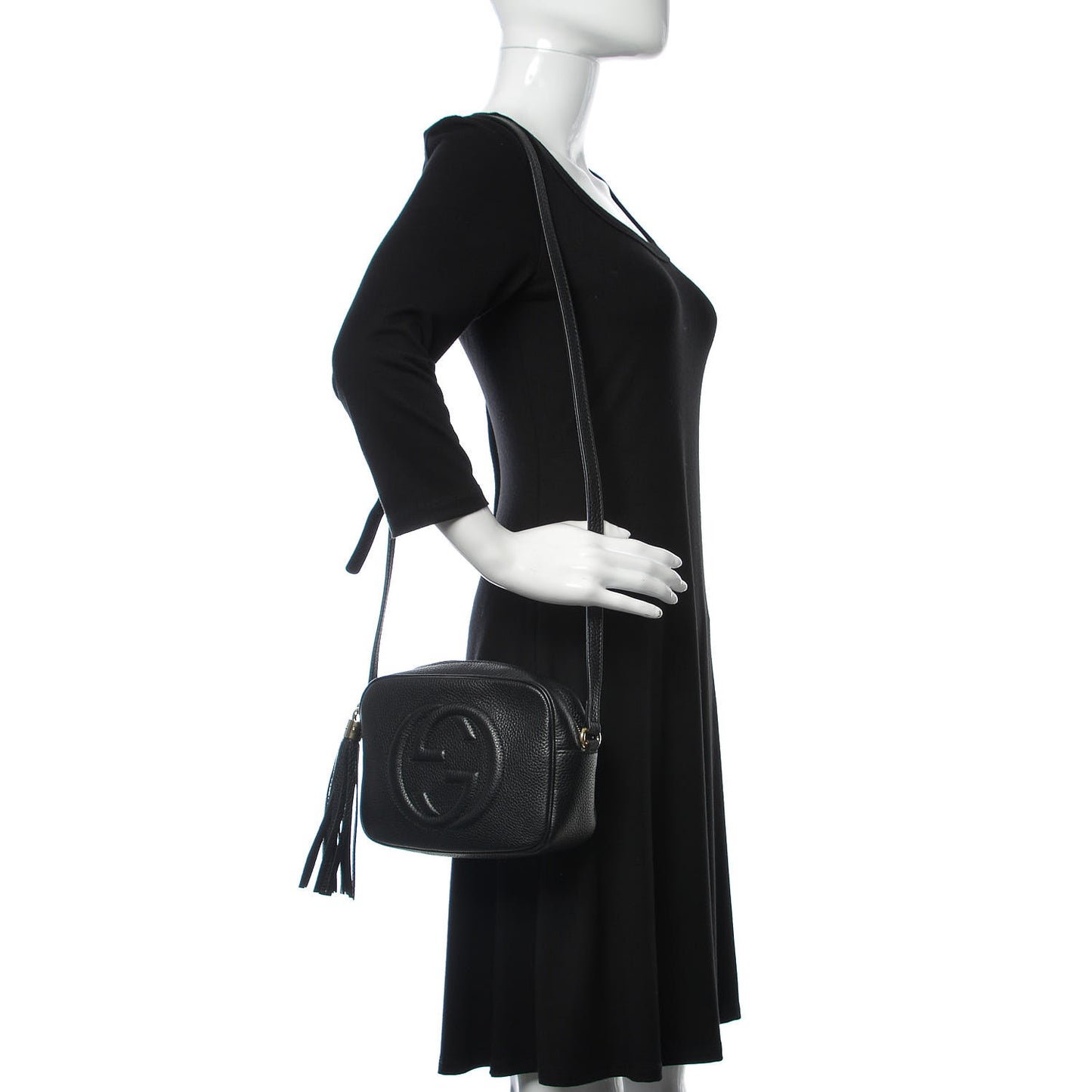 Pebbled Calfskin Small Soho Disco Bag Black