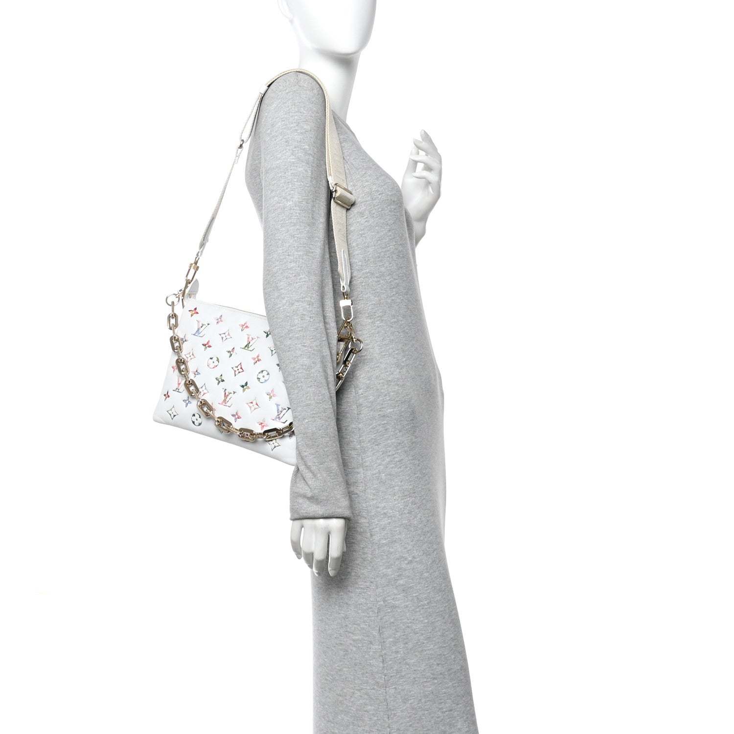 Louis Vuitton Lambskin Embossed Monogram LV Garden Coussin PM Cream 2 of 9