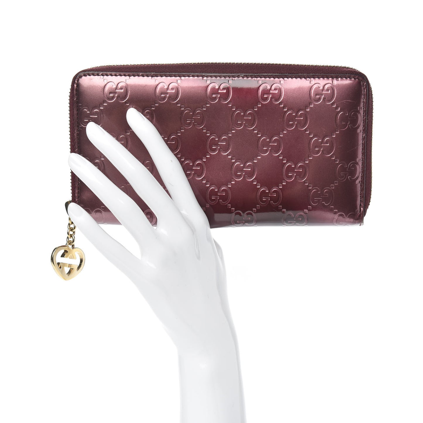 Shine Guccissima Margaux Calfskin Lovely Zip Around Wallet Scarlatto