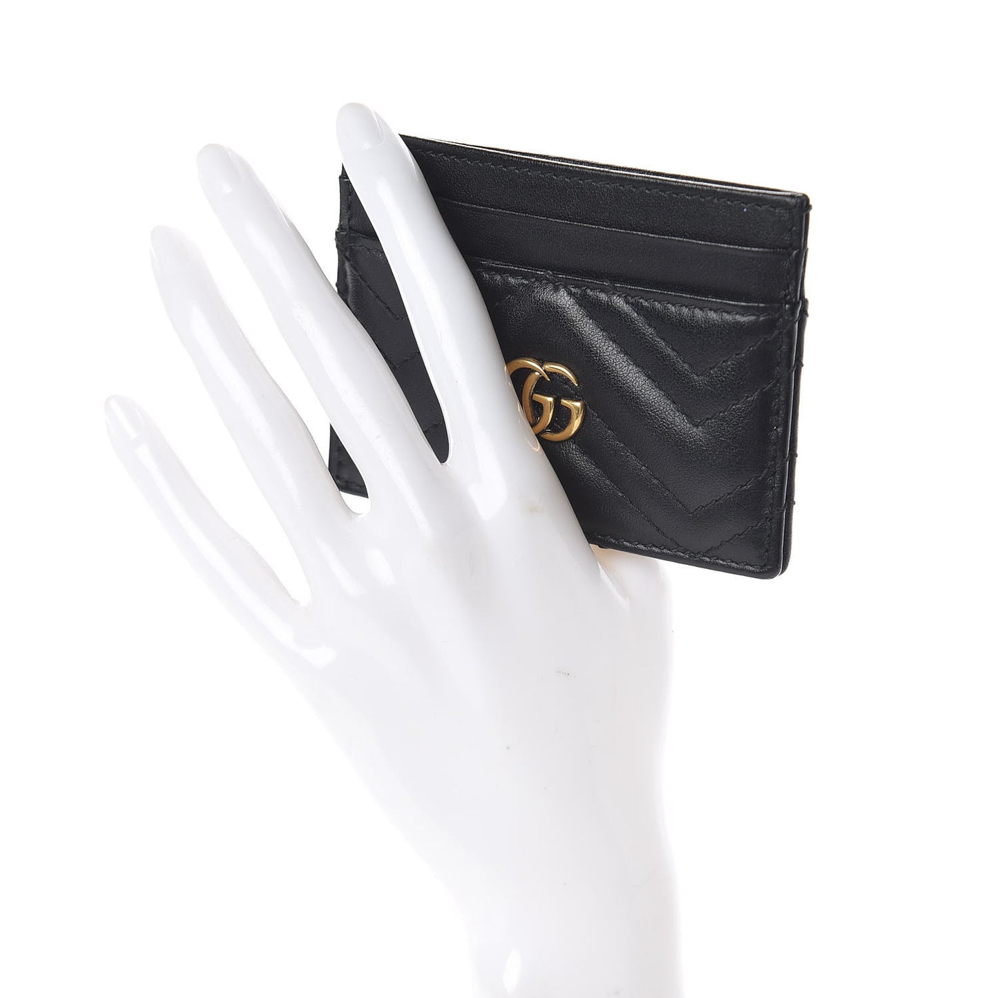 Calfskin Matelasse GG Marmont Card Holder Black