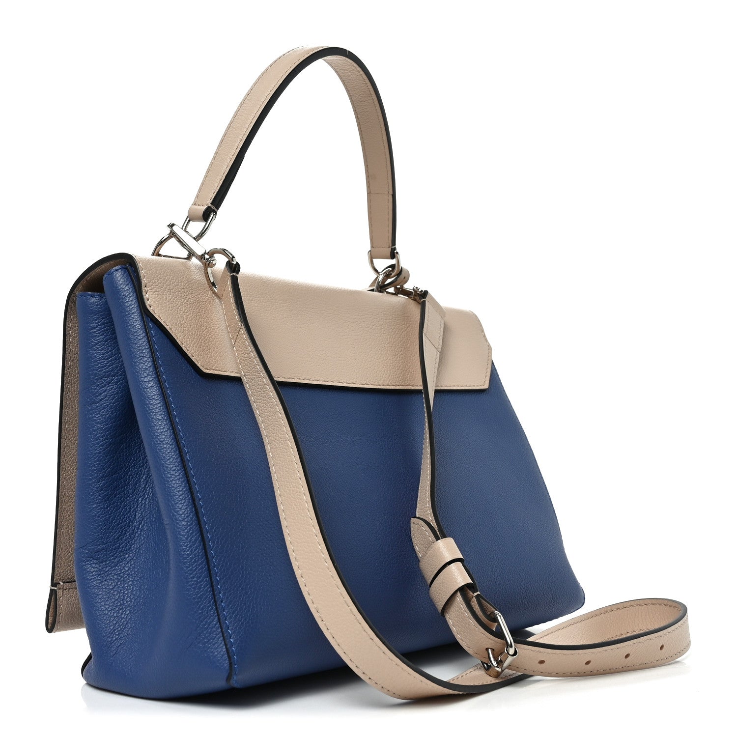 Louis Vuitton Soft Calfskin Lockme II Top Handle Beige Blue 3 of 9