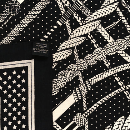 Hermes Silk Cashmere Fouets Et Badines Bandana Shawl 140 White Black 4 of 7