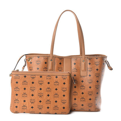 MCM Visetos Medium Liz Reversible Shopper Tote Cognac 1 of 15