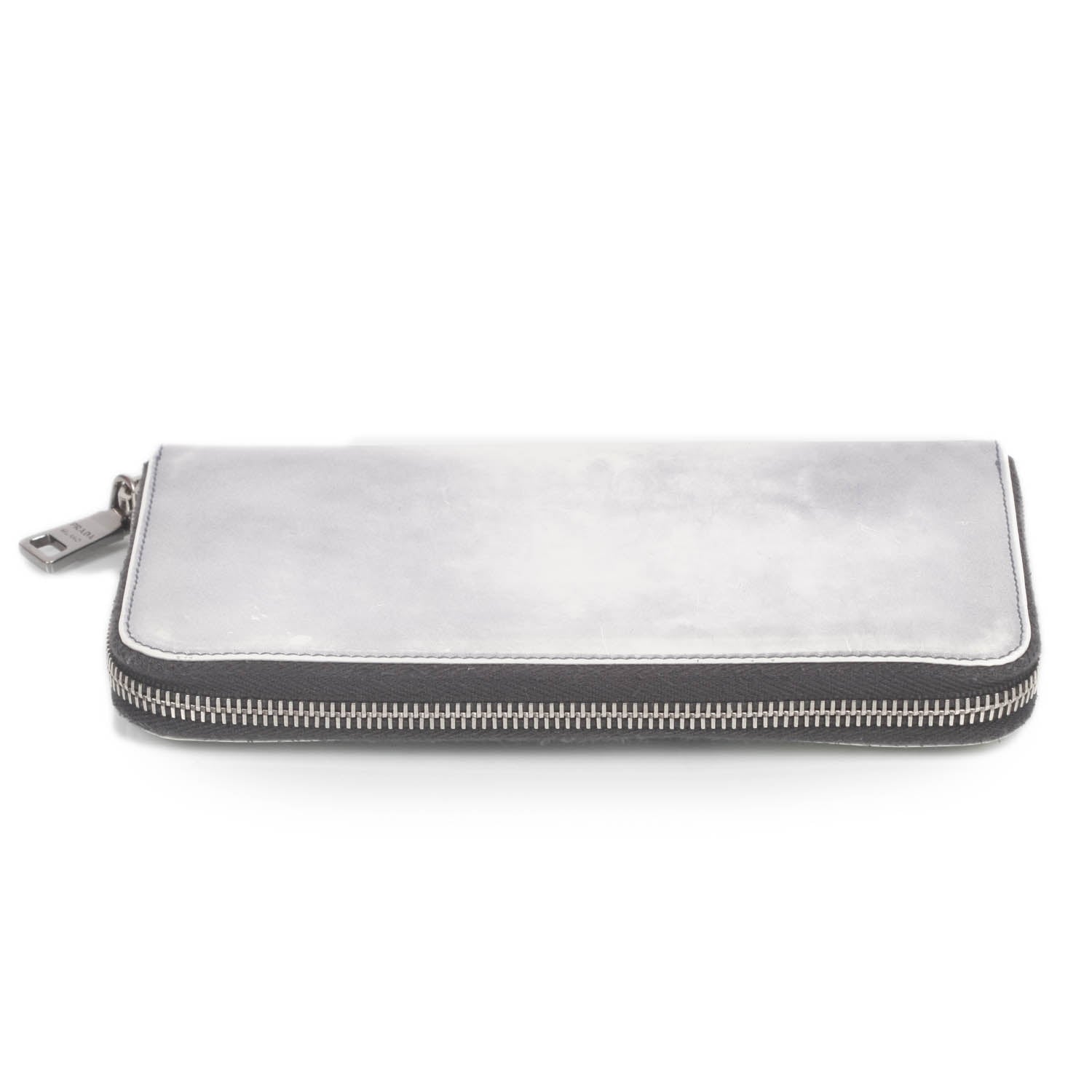 Prada Spazzolato Tria Zip Around Wallet Grigio 4 of 10
