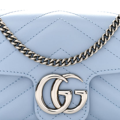 Gucci Calfskin Matelasse Super Mini GG Marmont Shoulder Bag Porcelain Light Blue 8 of 10