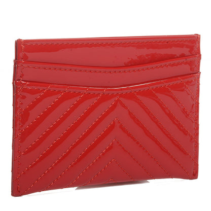 Chanel Patent Chevron Card Holder Red 3 of 8