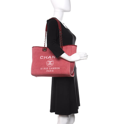 Chanel Canvas Small Deauville Tote Red 2 of 14
