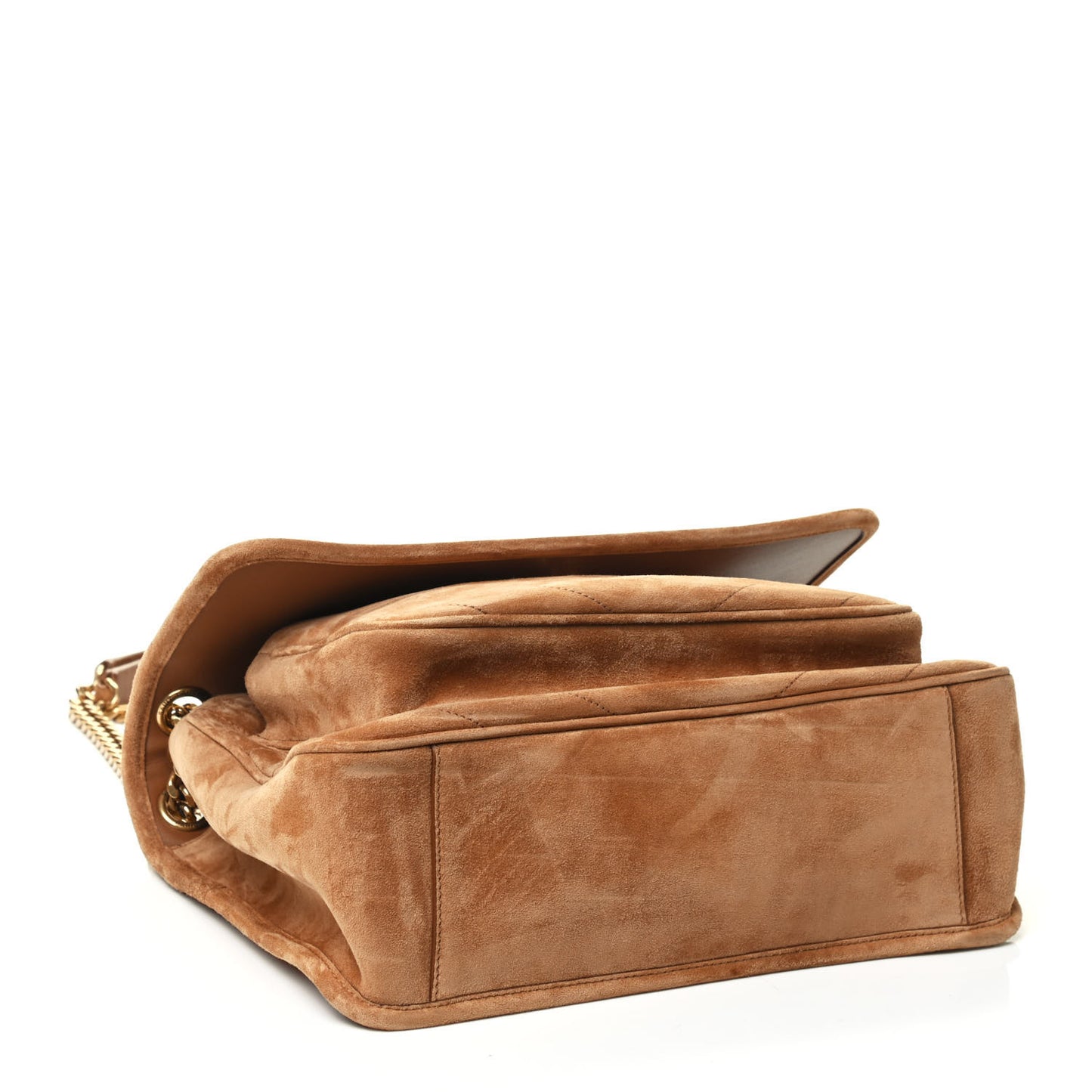 Suede Monogram Medium Niki Chain Satchel Cinnamon