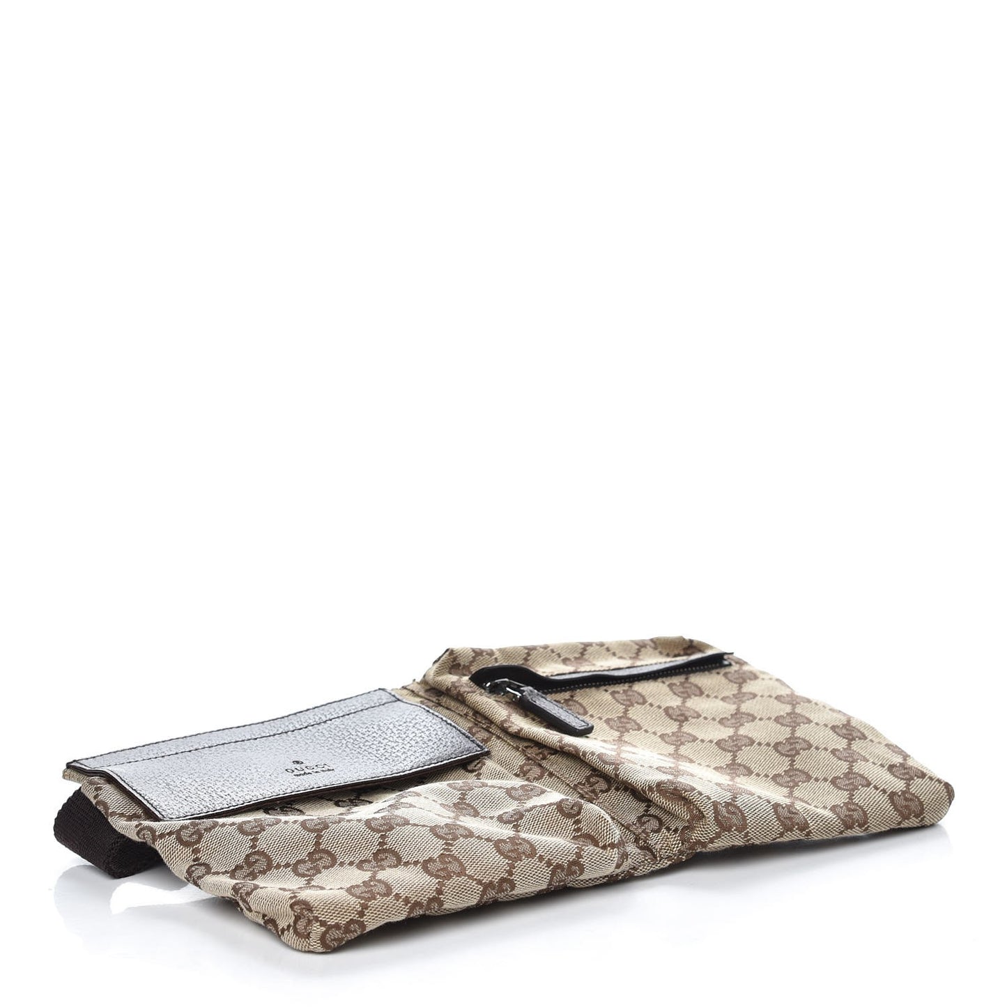 GG Monogram Double Pocket Belt Bag Dark Brown