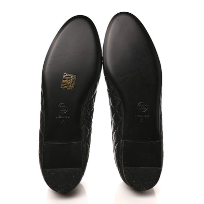 Chanel Aged Calfskin Quilted CC Cap Toe Ballerina Flats 41 Black 5 of 9