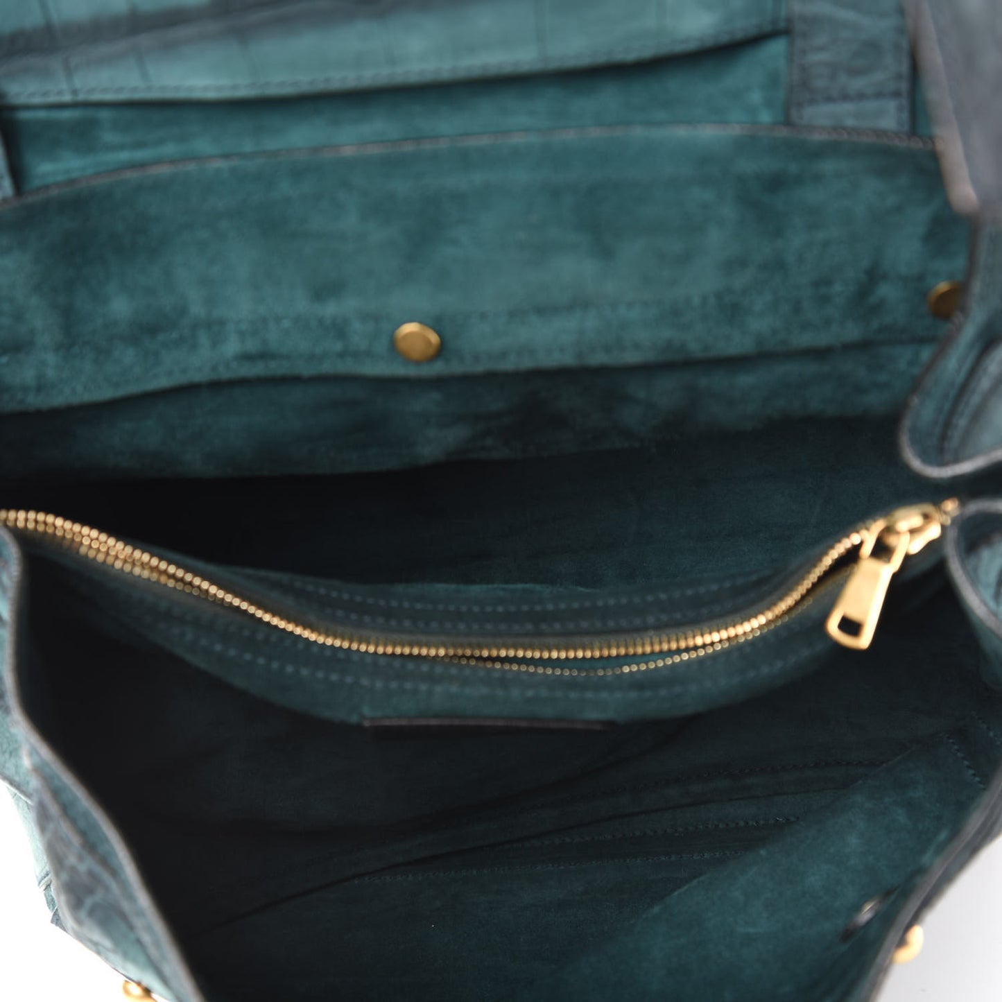 Crocodile Embossed Nubuck Calfskin Medium Muse Two Green