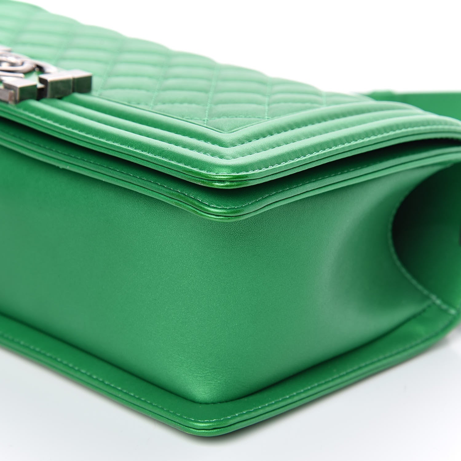 Chanel Metallic Calfskin Quilted Medium Boy Flap Green 9 of 11