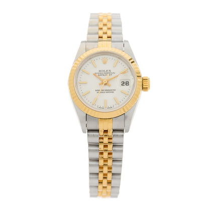 Rolex Stainless Steel 18K Yellow Gold 26mm Oyster Perpetual Datejust Watch White 69173 1 of 4