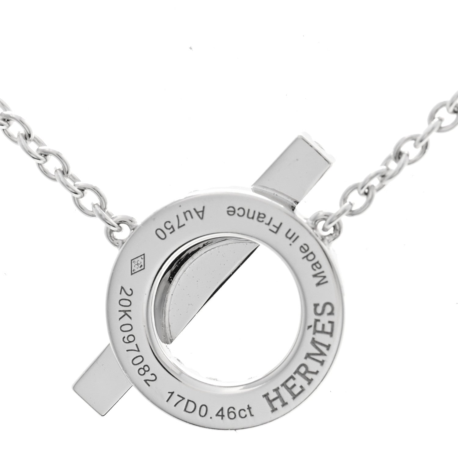 Hermes 18K White Gold Diamond Finesse Pendant Necklace 5 of 6
