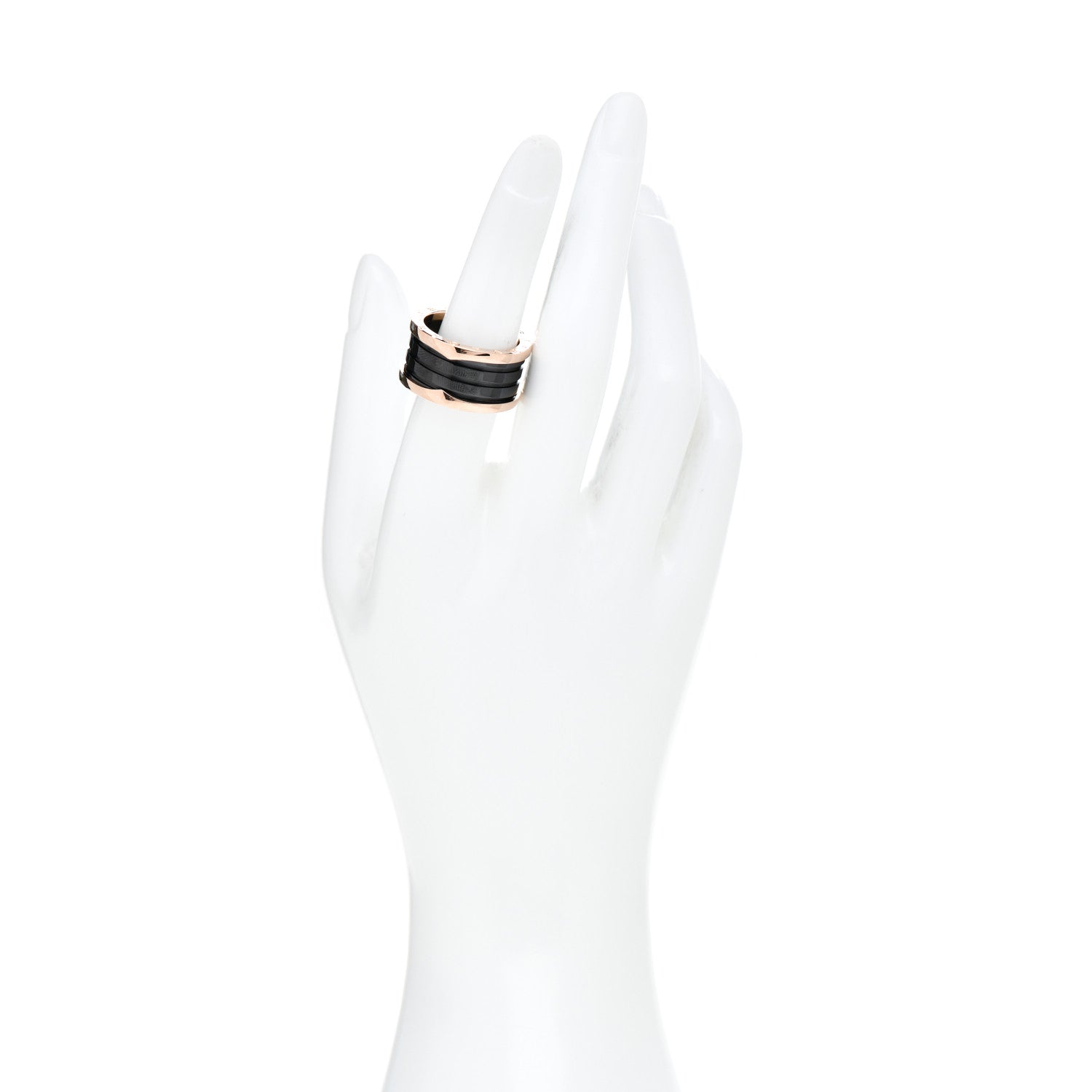 Bulgari 18K Rose Gold Black Ceramic B.Zero1 Four-Band Ring 58 8.25 2 of 6