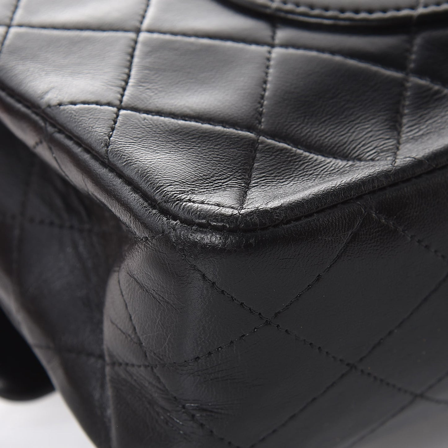 Lambskin Quilted Medium Double Flap Black