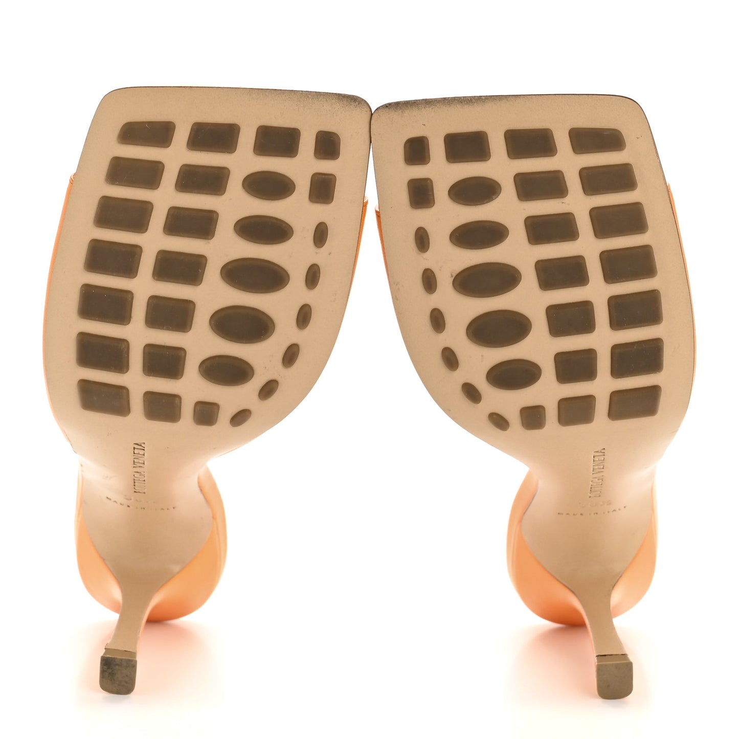 Lambskin Stretch 90mm Mule Sandals 38.5 Tangerine
