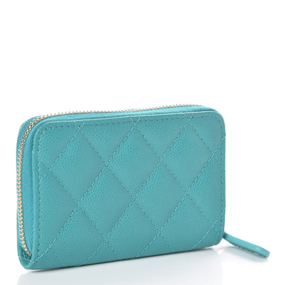 Chanel Caviar Quilted Zip Coin Purse Turquoise 3 of 8