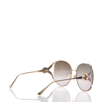 Gucci Metal Oversized Round Frame GG0225S Sunglasses Gold 4 of 7