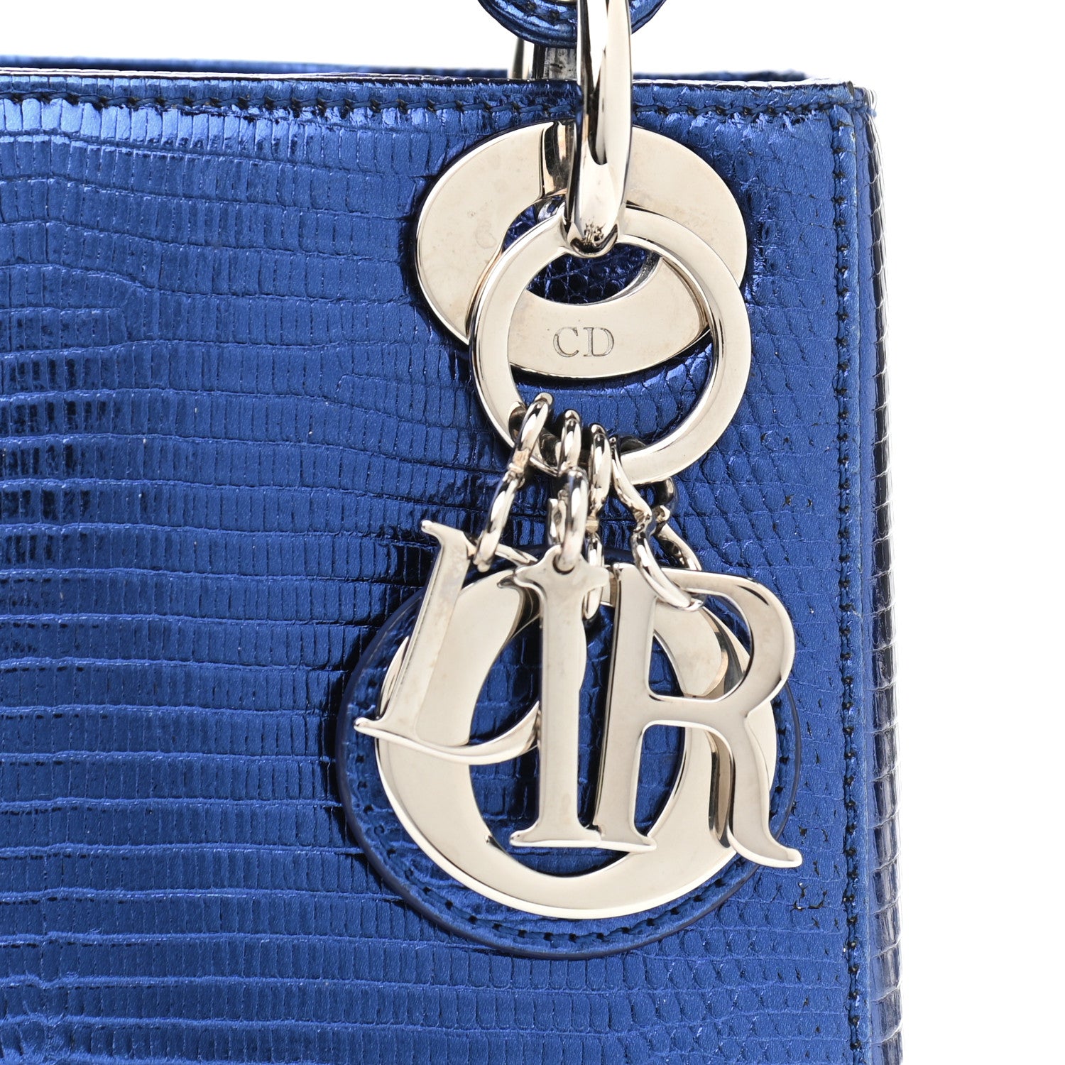 Christian Dior Metallic Lizard Mini Lady Dior Blue 7 of 13