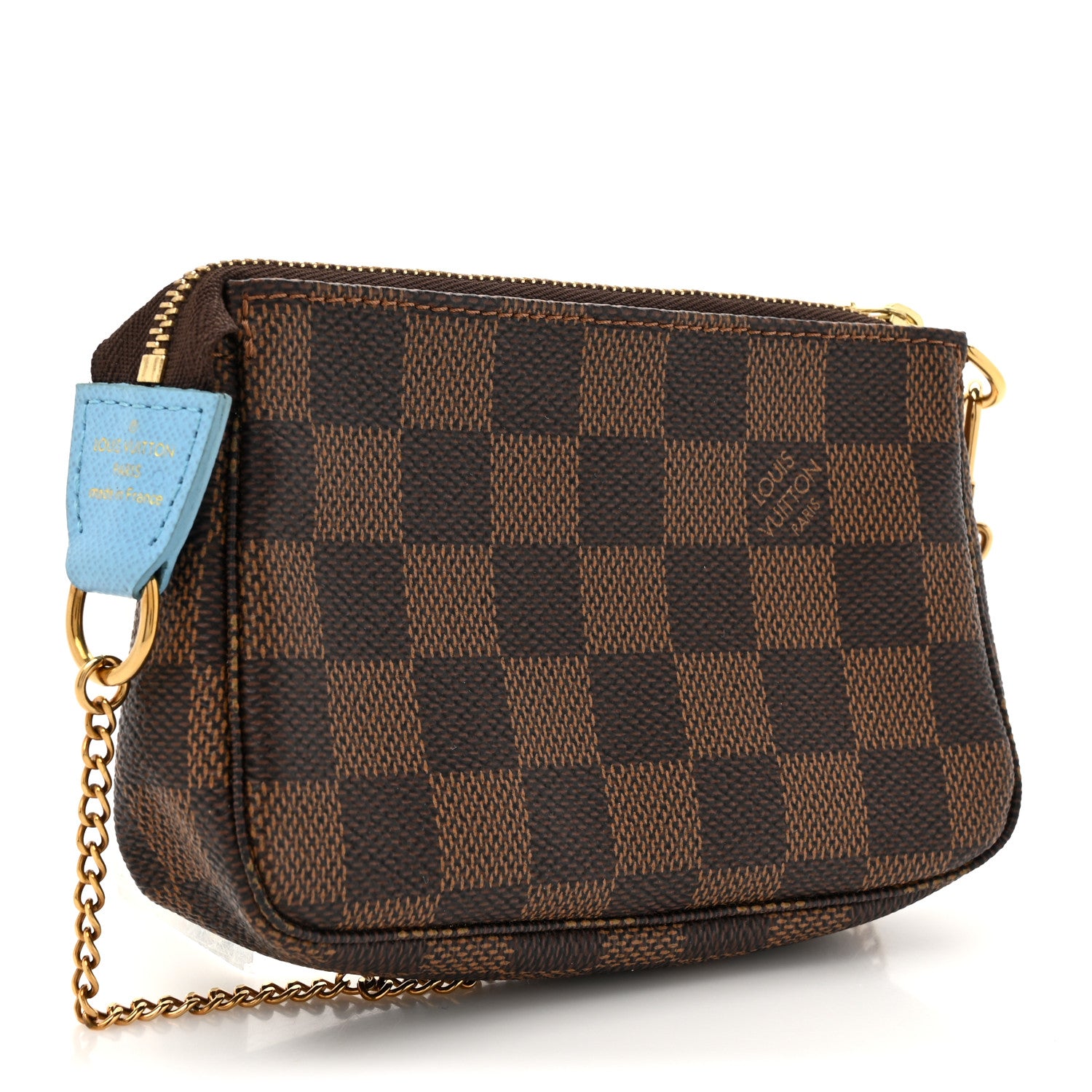 Louis Vuitton Damier Ebene 2017 Christmas Animation Penguins Mini Pochette Accessories Blue 3 of 14