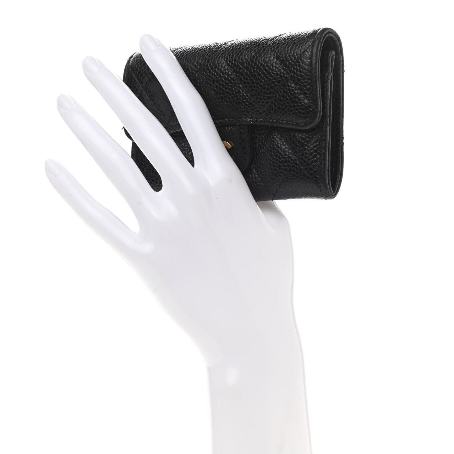 Caviar Quilted Flap Card Holder Black