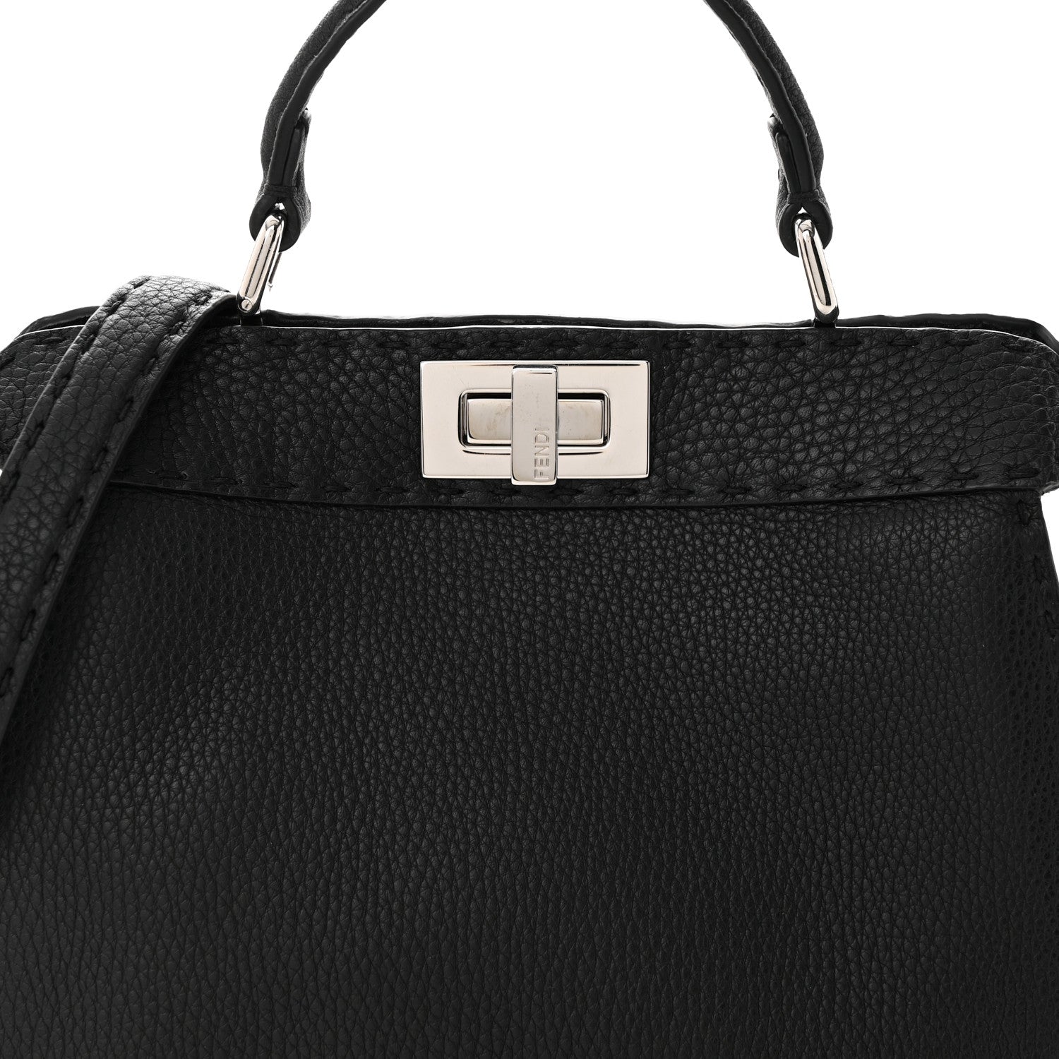 Fendi Cuoio Romano Selleria Chamois Small Peekaboo I SEE U Satchel Black Camel Sunflower 8 of 16