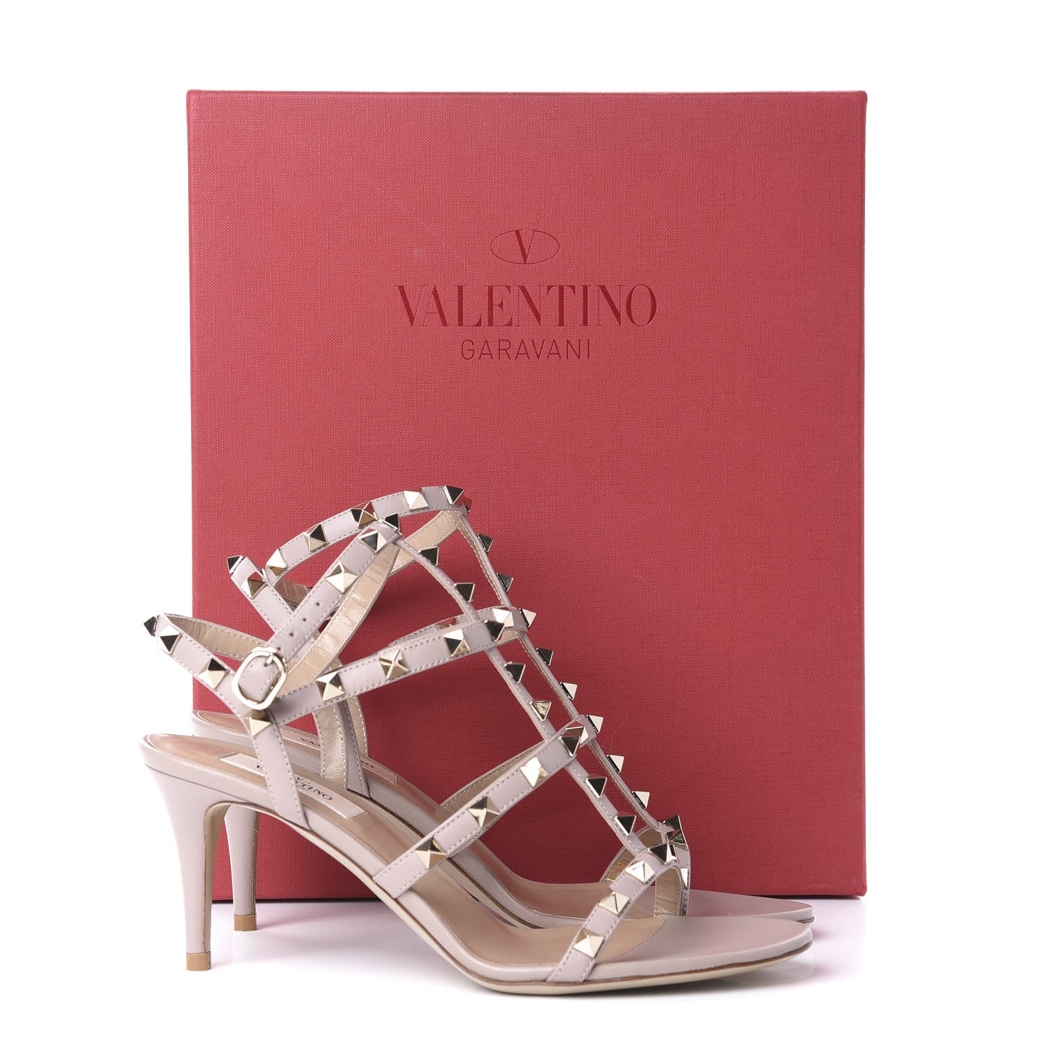 Valentino Garavani Calfskin Nappa Rockstud Gladiator 70mm Sandals 37 Poudre 10 of 11