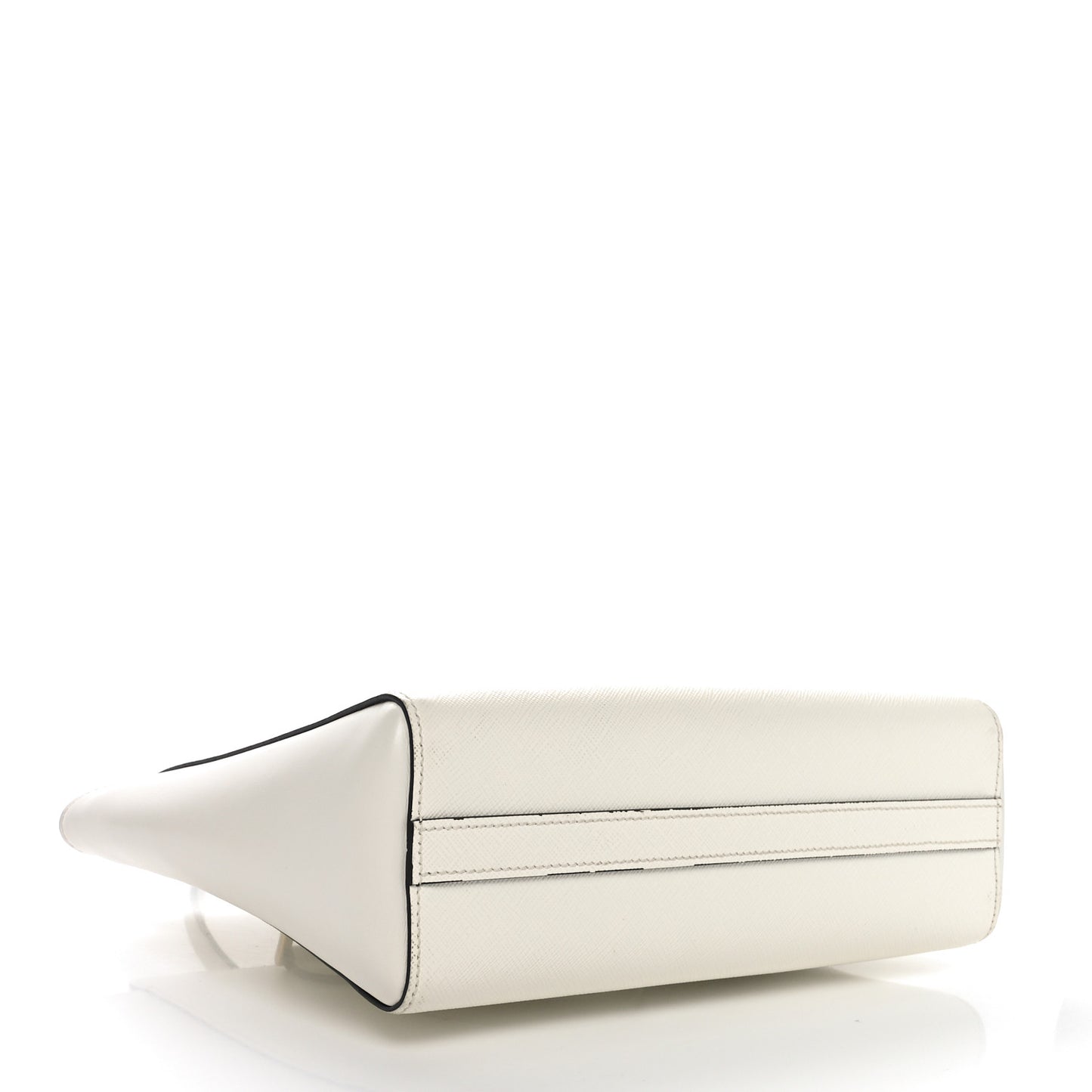 Saffiano Soft Calfskin Small Zippered Tote White